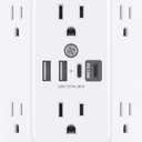 Addtam Surge Protector Outlet Extender, 6-Outlet Splitter with 4 USB Wall Charger(PD 30W), Multi Plug Wall Outlet 1800J Power Strip for Home Office Dorm Room Essentials (White)