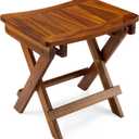 TeakCraft Teak Shower Stool - Wooden Bench for Inside and Outdoor Use - Stylish Folding Shower Chair for Elderly and Disabled Adults - Wood Folding Bath Chair, The Faros