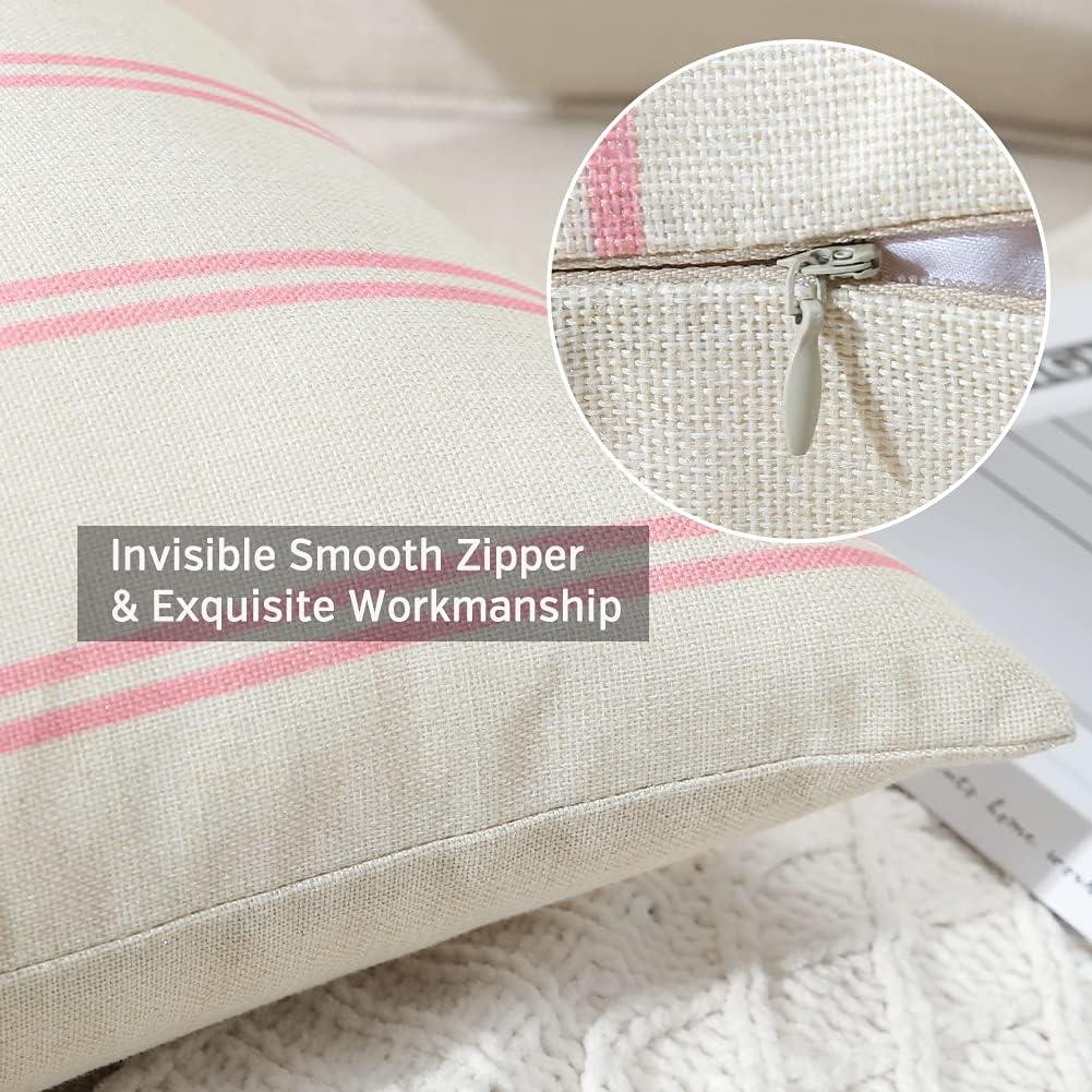 OTOSTAR Outdoor Waterproof Throw Pillow Covers 16x16 Inch Set of 4 Boho Farmhouse Outdoor Cushion Covers for Patio Funiture Garden（Geometry80-Pink）