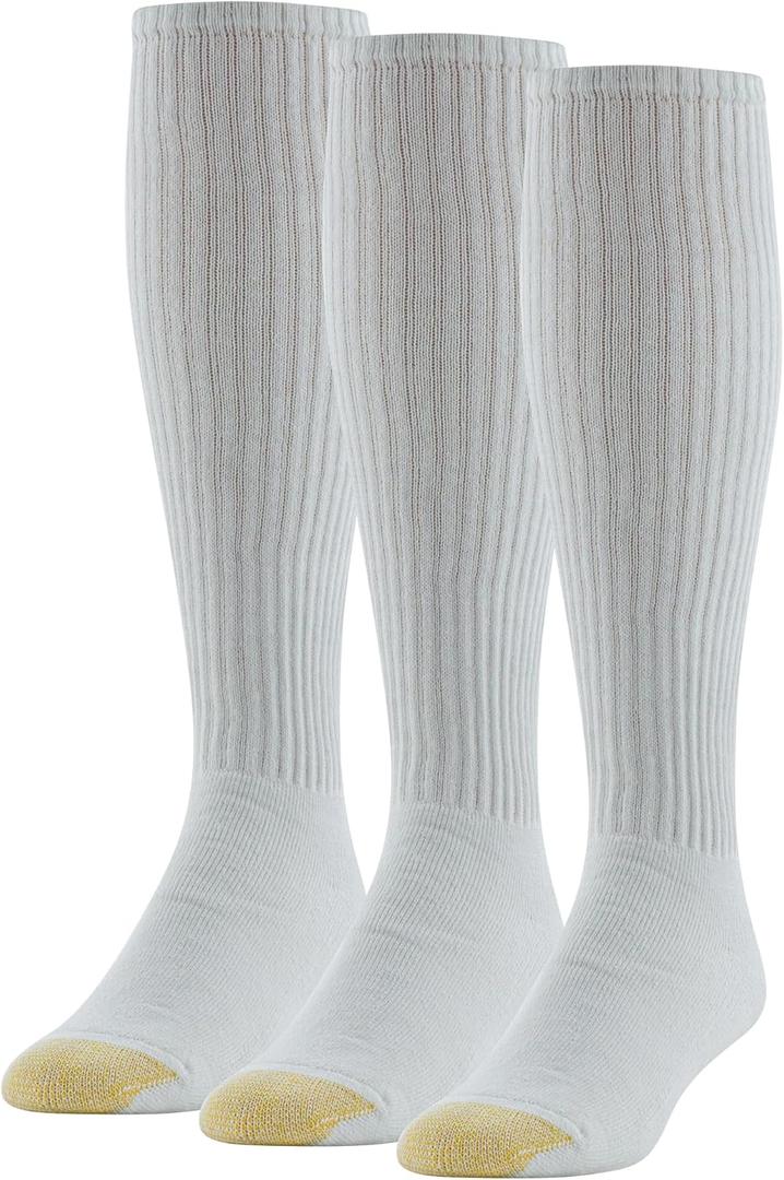GOLDTOE Men's Ultra Tec Performance Over-The-Calf Athletic Socks, Multipairs (X-Large, White (3-pairs))