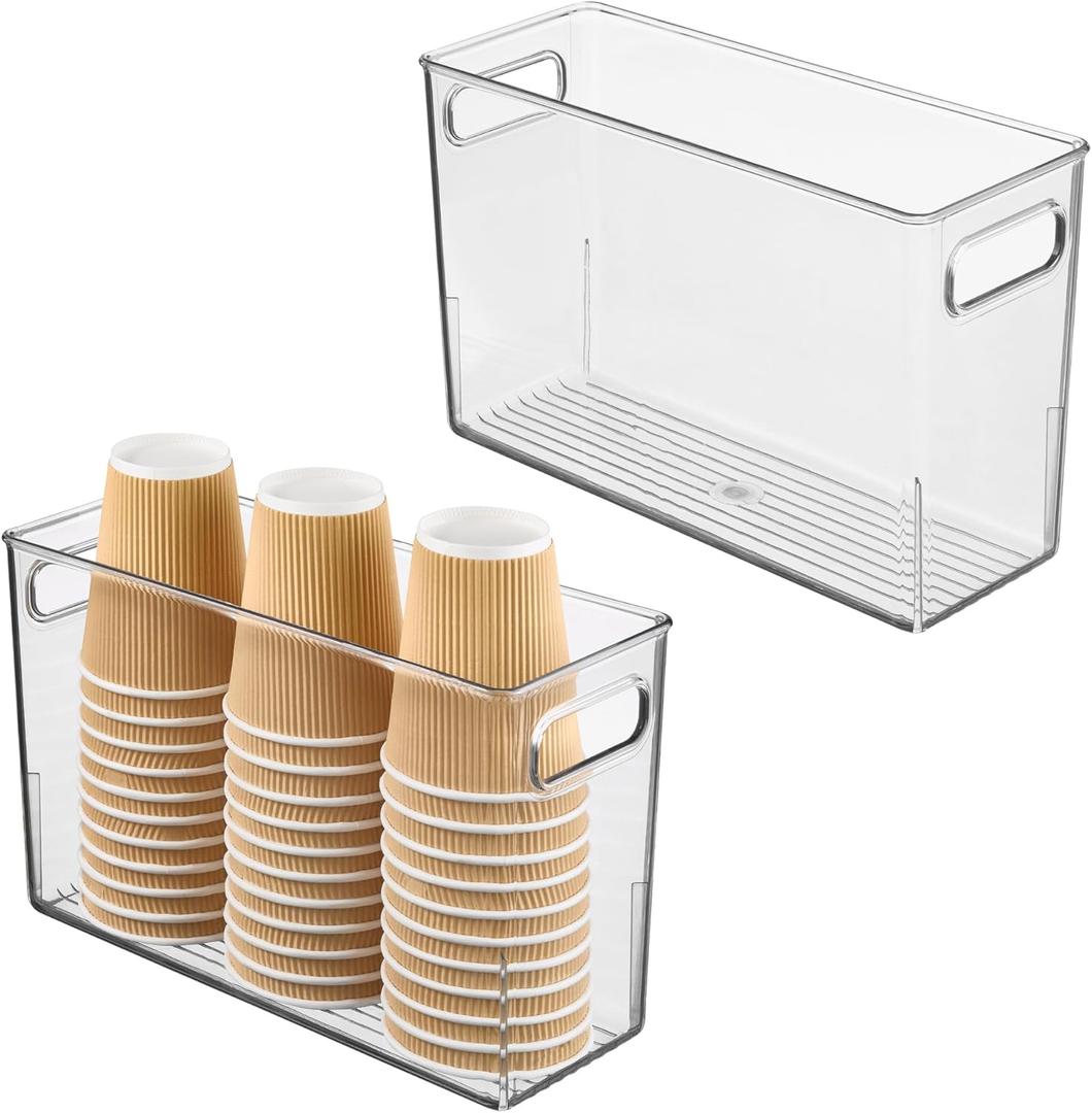 iDesign Tall Plastic Storage Bin with Handles for Fridge or Freezer - Set of 2 - Clear - Made in USA