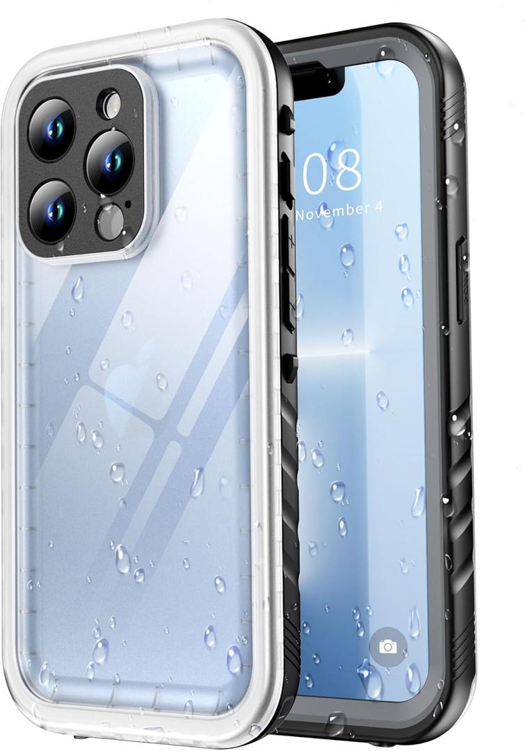 SPORTLINK for iPhone 13 Pro Max Waterproof Case - Shockproof Dustproof Phone Case with Screen Protector, Full Body Protective Case for iPhone 13 Pro Max Cover 6.7'' Black/Frosted Clear