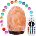 5.5 Inch Himalayan Salt Lamp Night Light with Remote Control, Upgraded 16 Colors Changing & 4 Light Modes LED USB Salt Rock Lamp, Natural Crystal Pink Mini Small Salt Lamp for Home Decor