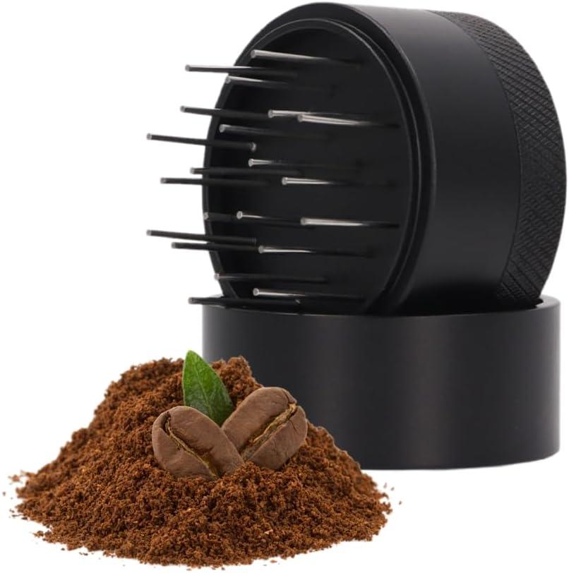 Coffee Needle Distributor, 21 Needles Coffee Cloth Powder Needle Distributor Stirrer With Base and Stainless Steel Needle coffee tool for Cafes and Homes (53MM)