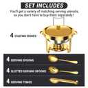 Keyoxy Chafing Dishes for Buffet 5 Qt Food Warmers 4 PACK (Gold-Glass)