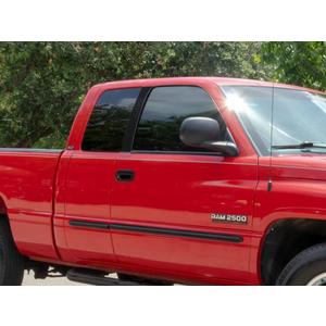 Rvinyl Pillar Post Pre Cut Window Trim Kits in Gloss Black Compatible with Dodge Ram 1994-2001 Club/Crew/Extended Cab - Adhesive Backs