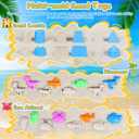 HUUIDY Beach Toys for Kids, Sand Toys with 4 Sand Buckets and Shovels for Kids, Sand Castle Building Kit with Mesh Bag & Molds, Travel Beach Essentials Sandbox Toys for Toddlers Boys Girls Age 4-12