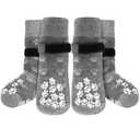 Anti-Slip Dog Socks Prevent Licking Paws,Dog Socks with Grippers for Senior Dogs Walk on Hardwood Floor,Dog Grippers with Strong Traction,Dog Essentials,Grey 2 Pairs,XS Grey