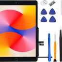 For iPad 7 7th / 8 8th Gen Screen Replacement Digitizer 2019/2020 10.2 Inch Touch Glass, for 7th or 8th Generation A2197 A2198 A2200, A2270 A2428 A2429 A2430 with Home Button, Repair Kit (Black)