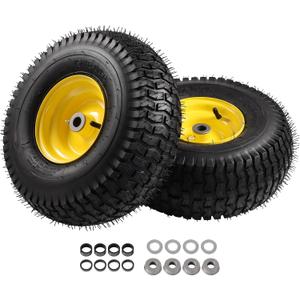 ACEBRI 15x6.00-6 Lawn Mower Tire and Wheel Front Tire and Wheel Assembly Compatible with John Deere Craftsman Husqvarna Riding Mowers Lawn Tractors, 3-3.8" Centered Hub, 3/4" Bearings, 2PCS