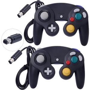 ONE250 2 Pack Classic Shock Joypad Wired Controller, Compatible with Wii NGC Gamecube Game Cube (Black & Black)