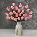 Yastouay 12-Pack Pink Tulips Artificial Flowers, Real Touch Latex Faux Tulips with Large Full Buds, Lifelike Vibrant Fake Tulips Bouquet for Spring Wedding Home Dcor, Table & Party Centerpiece