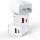 3 Pack Apple USB C Wall Charger,20W iPhone 17/16 Dual Port QC + PD 3.0 Power Adapter Double Fast Plug Charging Block for Apple iPhone 17/17 Pro/16/16 Pro/Pro Max/Plus/15/14/13/12/11/XS/XR/iPad,AirPods