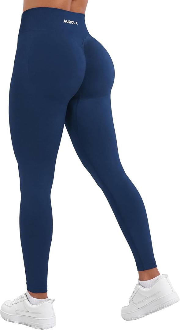 AUROLA Influence Workout Leggings for Women, Seamless Compression Tummy Control Leggings Mid Rise Yoga Pants (Small, Ensign Blue)