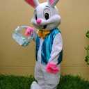 Easter Party Rabbit Costume Bunny Costume Plush Halloween Animal Mascot Costume (White, M)