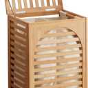 Laundry Hamper with Lid,Bamboo Large Waterproof Clothes Laundry Basket,Removable Washing Bags with Handles, Clothes Basket (Natural)