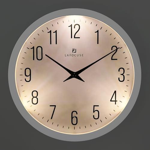 Lafocuse Night Light Wall Clock White, 12 Inch Silent Light up Wall Clocks Glow in The Dark Battery Operated for Bedroom Living Room