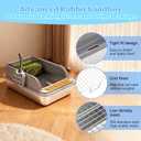 Stainless Steel Rabbit Litter Box w Hay Feeder and Litter Scoop, 19.7 x 13.8 x 7.9 Inch Large Litterboxes w Raised Grid, High Sided Kiter Box for Bunny, Guinea Pig, Ferret, Small Snimal, Hamster