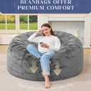 Hobestluk Bean Bag Chairs Adult Bean Bags with Fluffy Cover, Large Beanbag Chair with Filler Giant Bean Bag Chairs for Adults for Living Room, Bedroom (Light Grey, 4FT - 44 x 44 x 24)