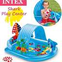 INTEX 57128MW Shark Play Center Inflatable Kiddie Pool, 61.5in x 51in x 33in, Ages 2+
