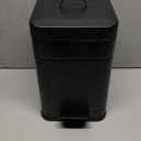 CEROELDA Small Trash Can with Lid-5L/1.3 Gal,Stainless Steel Outdoor Dog Poop Garbage Can-Farmhouse Retro Metal Waste Bin w/Step Pedal for Bathroom Bedroom Office-Soft Close-Black