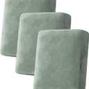 H.VERSAILTEX Velvet Stretch Couch Cushion Cover Plush Cushion Slipcover for Chair Loveseat Sofa Cushion Furniture Protector Seat Cushion Sofa Cover (3 Piece Sofa Cushion Covers, Sea Grass)