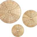 PEMAR Handwoven Jute Wall Hanging Baskets, Set of 3 Round Woven Wall Decor (22", 19", 15"), Decorative Wall Accents for Living Room, Bedroom and Entryway