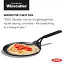 OXO Obsidian Pre-Seasoned Carbon Steel, 10" Crepe and Pancake Griddle Pan with Removable Silicone Handle Holder, Induction, Oven Safe, Black