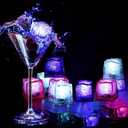 12PCS Waterproof LED Light Up Ice Cubes for Drinks That Change Colors Flashing Glow in The Dark for Bar Club Drinking Party Wine Wedding Swimming Pool Decoration