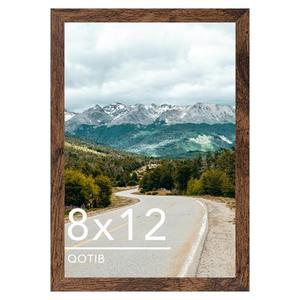 QOTIB 8x12 Picture Frame Deep Brown for Wall Hanging or Tabletop, Wood 8 x 12 Frame Photo Frame for Wall Horizontally or Vertically, Deep Brown, 1 Pack