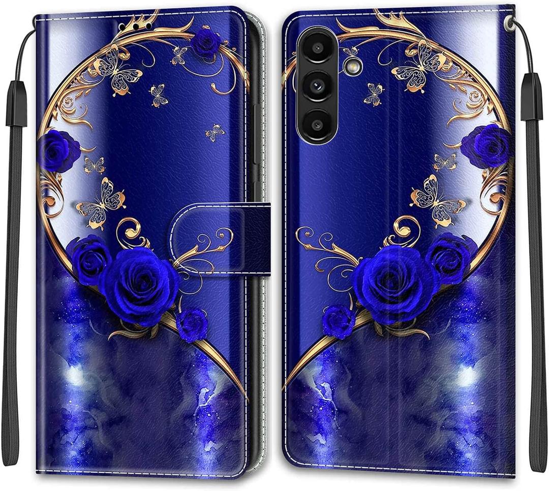 Case for Samsung Galaxy A54 5G, PU Leather Wallet Magnetic Folio Flip Wallet Phone Case Pattern Design Cover with Kickstand Card Slots TPU Shockproof Case for Samsung A54 5G 6.4'', Rose