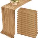 12 Pack 10Ft Cheesecloth Table Runner 35x120 Inch Boho Gauze Table Runner Rustic Cheese Cloth Long Table Runner Romantic Table Runner for Wedding Bridal Shower Birthday Party Table Decor (Nude)