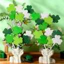24 Pcs St Patricks Day Decorations Wooden Shamrock Picks Sticks 8.27" Double Sided Lucky Decorative Branches Shamrock Vase Filler Table Centerpiece for Irish Party Home Decor(Stylish)