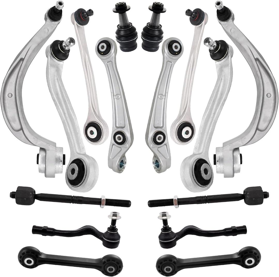 Front Upper and Lower Control Arm Forward and Rearward Compatible With 2013-2016 Audi A4 A5 Q5 S4 S5 RS5 Front Suspension Kit, Sway Bar Link, Inner & Outer Tie Rod Ends