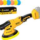 Brushless Cordless Buffer Polisher Compatible with Dewalt 20V Battery(Tool Only) - 15mm Dual Action | 10000RPM High Power | 6-Speed ControlPolisher with 6 Buffing Pads for Car Detailing Polishing