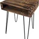 Pallet Night Stand - Pine Wood Night Stand, Reclaimed Wood Side Table | Rustic Farmhouse Style Nightstand, Industrial Night Stand, Solid Nightstand, Reclaimed Pallet End Table with Charred Finish