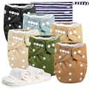 wegreeco Cloth Diapers 6 Pack with 6 Inserts & 1 Wet Bag, Washable Cloth Diapers for Babies, One Size Adjustable Reusable (Warm Colour)
