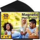 YixangDD 30 Pack Magnetic Picture Frame, 4 x 6 Inches Fridge Magnetic Photo Frames, Magnetic Photo Frames for Refrigerator, Home, School, Office (Black)