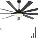 POCHFAN 72 Inch Ceiling Fans with Lights,Large Modern Ceiling fan with Remote and 9 Wooden Blades,Dimmable,6 Speeds,Noiseless Reversible Indoor&Outdoor Fan for Bedroom,Patio,Living Room (Black)