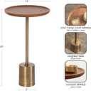 Kate and Laurel Xyler Wood and Metal Round Side Table, 14 x 14 x 24, Walnut Brown and Antique Brass, Transitional Pedestal Table for Use as Indoor Plant Stand or Bedroom Nightstand Decor