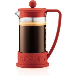 Bodum 34oz Brazil French Press Coffee Maker, High-Heat Borosilicate Glass, Red - Made in Portugal
