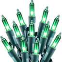 Minetom St. Patrick's Day Mini String Lights, 100 Count 27 Feet Detachable Incandescent Bulb Waterproof Green Fairy Lights Plug in for Indoor Outdoor Party Patio Christmas Decoration, Green Wire