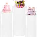 3PCS Cylinder Pedestal Stands for Parties, White Metal Round Cylinder Plinths Dessert Table Display Pillars for Birthday Wedding Bridal Baby Shower Party Decorations(Small)