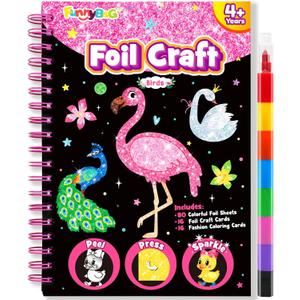 FUNNYB&G Foil Art Crafts for Kids Ages 4-8: Valentines Crafts for Kids 2026,Birthday Gift for Girls, Art and Crafts Supplies, Party Favors, Creative Toys for Girls Boys 4 5 6 7 8 9 Years Old(Birds)