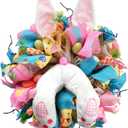 16 Inch Easter Bunny Ears Butt Wreath for Front Door, Bunny Thief Carrots Eggs Mesh Deco Wreath for Spring Easter Decoration, Lovely Bunny for Home Decor Porch Door and Wall