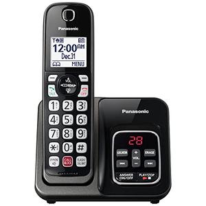 Panasonic Cordless Phone with Answering Machine, Advanced Call Block, Bilingual Caller ID and High-Contrast Display, Expandable System with 1 Handset Cordless Telephone - KX-TGD830M (Metallic Black)