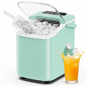 DUMOS Ice Maker Countertop, Ice Machine with Portable Handle, Basket and Scoop, 26lbs Daily, 9 Bullet Cubes in 6~8 Mins, Auto-Cleaning for Home, Kitchen, Office, Outdoors, RV Camping