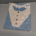 Womens Tops Summer Sweaters Short Sleeve Patchwork V Neck Henley Shirts 2026 Dressy Casual Business Tunic Blouses (Blue, M)