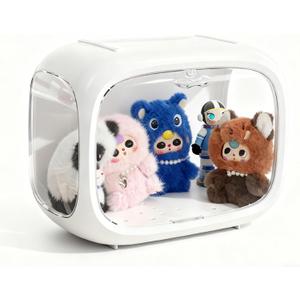 Display case for Plush Doll, Upgrade Large-Sized Display Box for 6.7in Dolls Clear Acrylic Display Box with Door Dust and Moisture Proof Suitable for Lego Collectibles Action Figures Pop Mart (Big White)