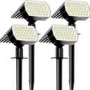 Solar Spot Lights Outdoor - 74 LED 3 Lighting Modes 2-in-1 Solar Landscape Spotlights, IP65 Waterproof Outdoor Solar Lights for Yard Garden Pathway Outside Landscape - 4PK (3000/4000/6000K)